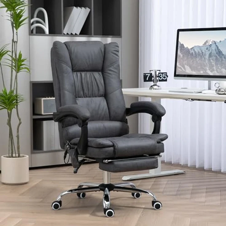 Vinsetto Massage-Bürostuhl mit Fußstütze, höhenverstellbar 111-119 cm für optimale Ergonomie – Bild 2
