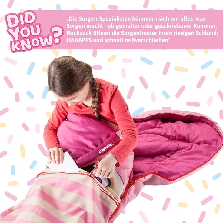 Skandika Kinderschlafsack Sorgenfresser Polli, Großzügige Kapuze mit breitem Rand und Kordelzug, Jungs, Mädchen, Komfortbereich 12 – 3 °C, wasserabweisend, Mund-Tasche – Bild 2
