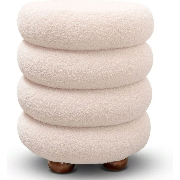 Lookway Hocker NOLLIE aus Bouclé-Stoff mit dekorativer Segmentoptik (1x Hocker), Durchmesser: ⌀ 34 cm – Bild 1