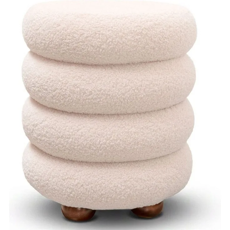 Lookway Hocker NOLLIE aus Bouclé-Stoff mit dekorativer Segmentoptik (1x Hocker), Durchmesser: ⌀ 34 cm