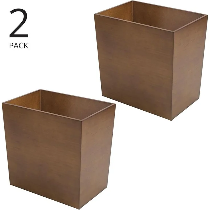 Stilvoller Abfalleimer Mülleimer mDesign Bambus-Optik Holzfaser 2er Set braun – Bild 4