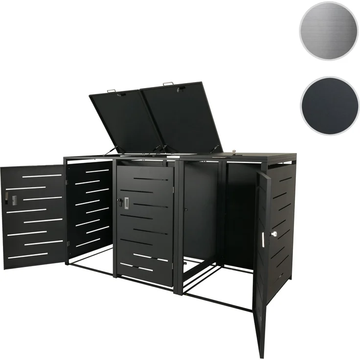 XL 3er-/6er-Mülltonnenverkleidung HWC-E83, Mülltonnenbox, erweiterbar 116x212x98cm ~ anthrazit Stahl, 100kg – Bild 10