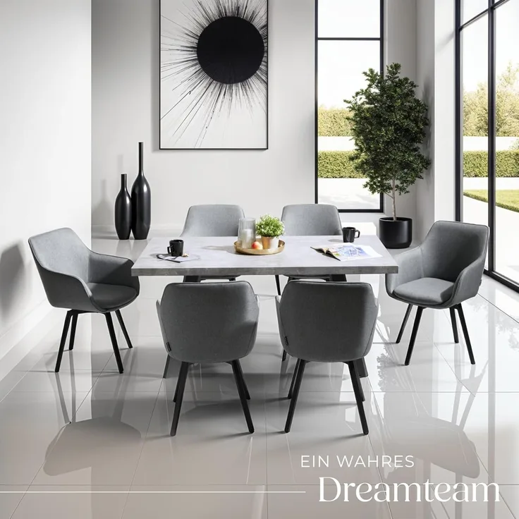 tectake Esszimmerstuhl Drehbarer Armlehnstuhl (4er Set, 4 St), gepolstert