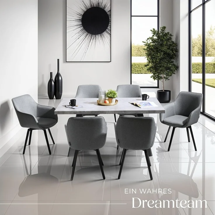 tectake Esszimmerstuhl Drehbarer Armlehnstuhl (4er Set, 4 St), gepolstert – Bild 1