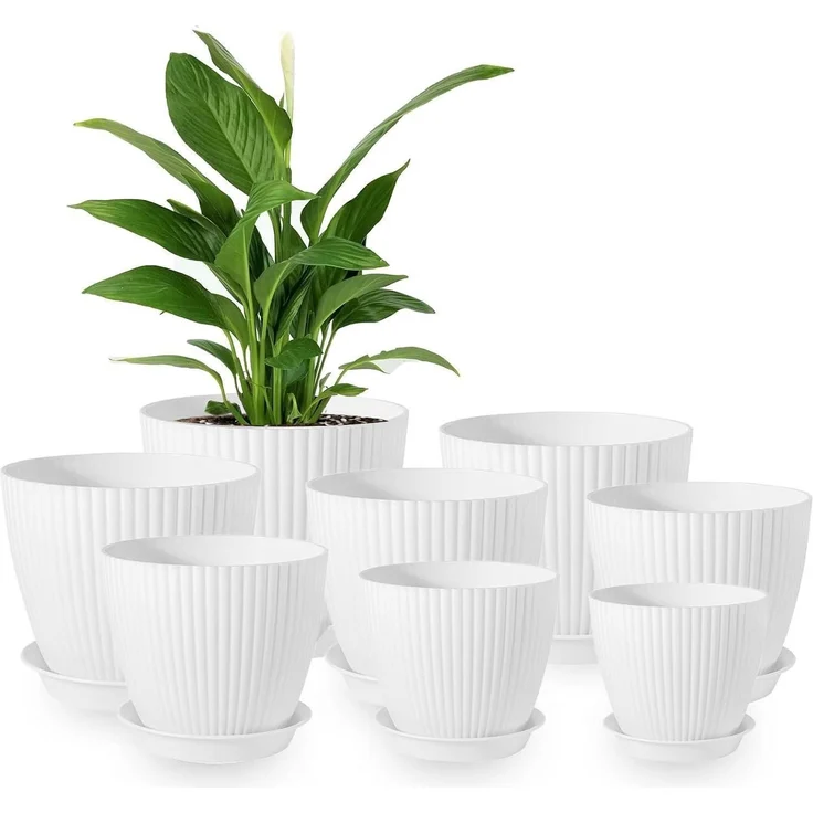 Homeuouz 8er Set Blumentopf mit Untersetzer 19/17.5/16.5/16/14/13/11.5/10cm – Bild 1