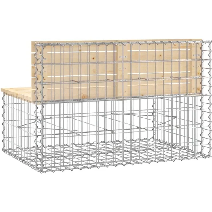 DELUKE® Gartenbank Gabionen INO aus Stahl 103x70x65cm Kiefernholz Natur Gabionenbank Gartenbank mit Sitzfläche aus Gabionen Steinkorb Gabionengitter Ziergabione Drahtkorb befüllbar – Bild 4