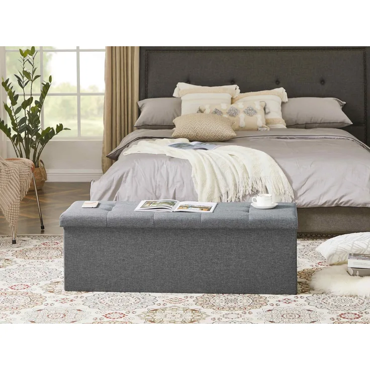 Zedelmaier Sitzbank 114cm mit Stauraum, Sitztruhe,faltbar Aufbewahrungsbox,Fußbank (ZD114), Fußhocker max. Belastbarkeit 300 kg, 120 L, 114x38x38 cm