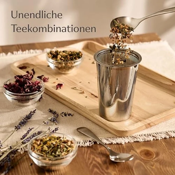 Cosumy Teeglas Teetasse mit Deckel und Sieb - Teeglas mit Sieb & Untersetzer 400ml, 1-tlg, Glas, Zubereiter inkl. Untersetzer - Geschenk Tasse - Feinmaschiger Filter – Bild 5