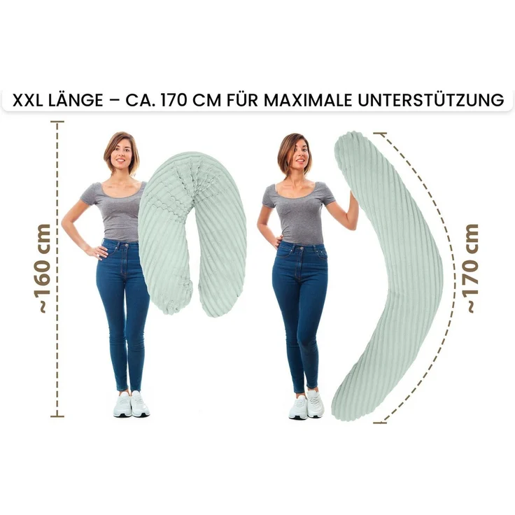 Amilian Stillkissen XXL 170 cm - Seitenschläferkissen - Schwangerschaftskissen, komfortables Pregnancy Pillow mit abnehmbarem Bezug, Schlafkissen für Seitenlage, Lagerungskissen für Schwangere und Stillzeit – Bild 2