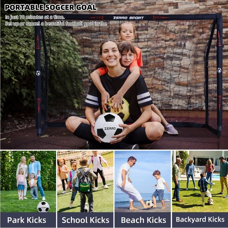 CCLIFE Fußballtor Fussballtor Outdoor mit Fußball für Erwachsene Kinder, B×L×H:60×180×120cm mit Torwand und Fußball – Bild 3