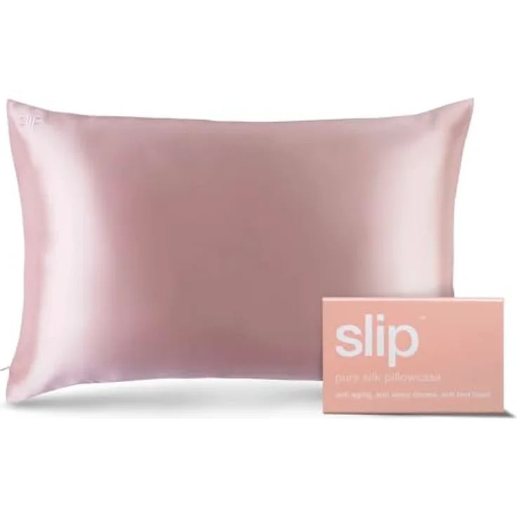 SLIP Seidenkissenbezug 22 Momme, 51 x 76 cm, 100% Maulbeer-Seide, atmungsaktiv und hypoallergen, mit Reißverschluss, rosa