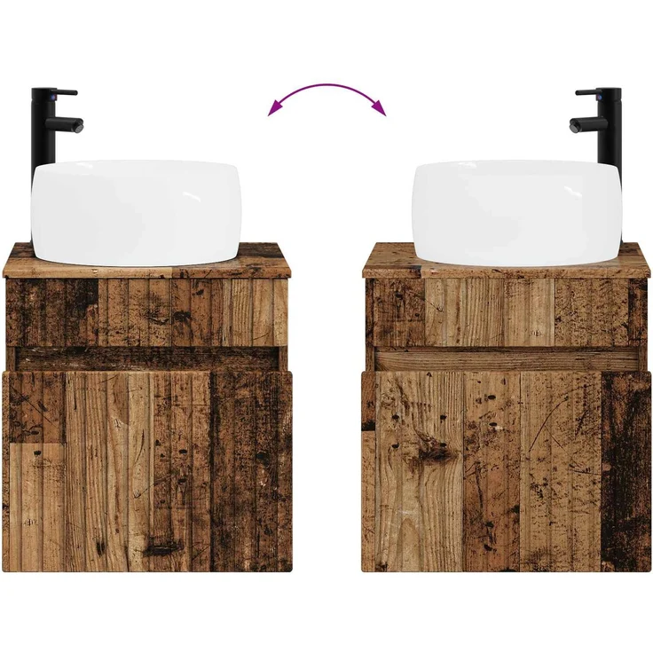 vidaXL Badezimmerschrank-Set 3 stk. Altholz 157 x 44,5 x 80 cm 3405775 – Bild 10