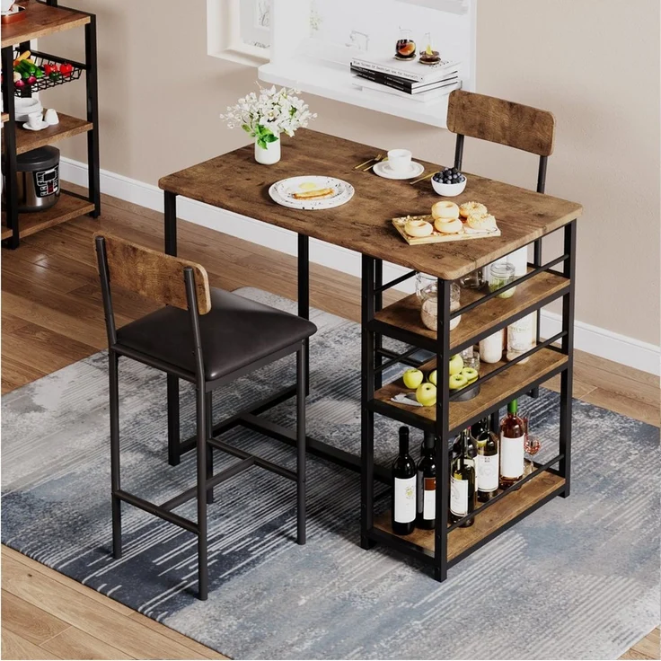 GarveeMore Esstisch Esstisch-Set für 2, Küchentisch und Polsterstühle für 2 – Bild 3