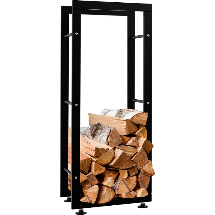 DELUKE® Kaminholzregal innen Metall SATLO - für Feuerholz Brennholzregal innen Kaminholzständer Kaminholzhalter Feuerholzregal InnenSchwarz, 25x40x100cm – Bild 1