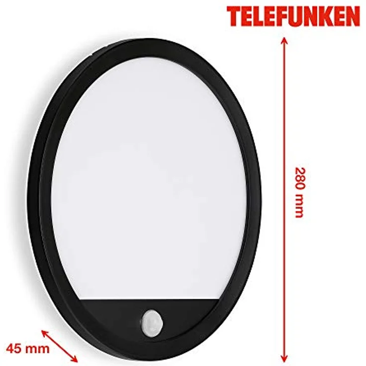 TELEFUNKEN LED Außenwandleuchte mit Bewegungsmelder und Dämmerungssensor, 15 Watt, 2.000 Lumen, 4.000 Kelvin, IP44, Rund, Weiß/Schwarz, Ø 28cm – Bild 5