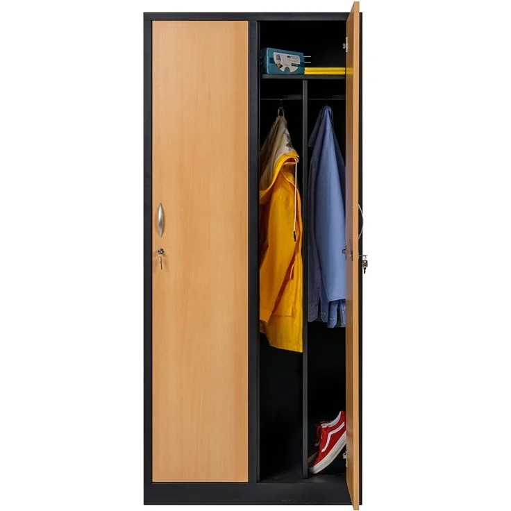 Garderobenschrank 2-türig schwarz/Buche Dekor – Bild 6