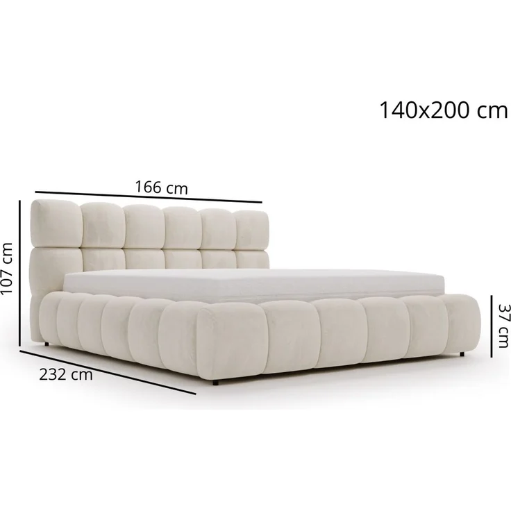 GRAINGOLD Modo Polsterbett 140x200, Doppelbett mit Kopfteil, groß Stauraum, Velour-Stoff, Braun – Bild 8