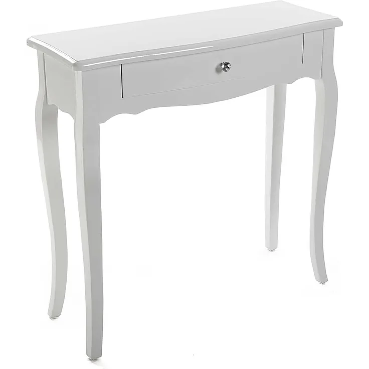 Versa Cagliari Schmales Möbelstück für den Eingangsbereich oder Flur, Moderner Konsolentisch, mit 1 Schublade, Maßnahmen (H x L x B) 80 x 30 x 80 cm, Holz, Farbe: Weiß