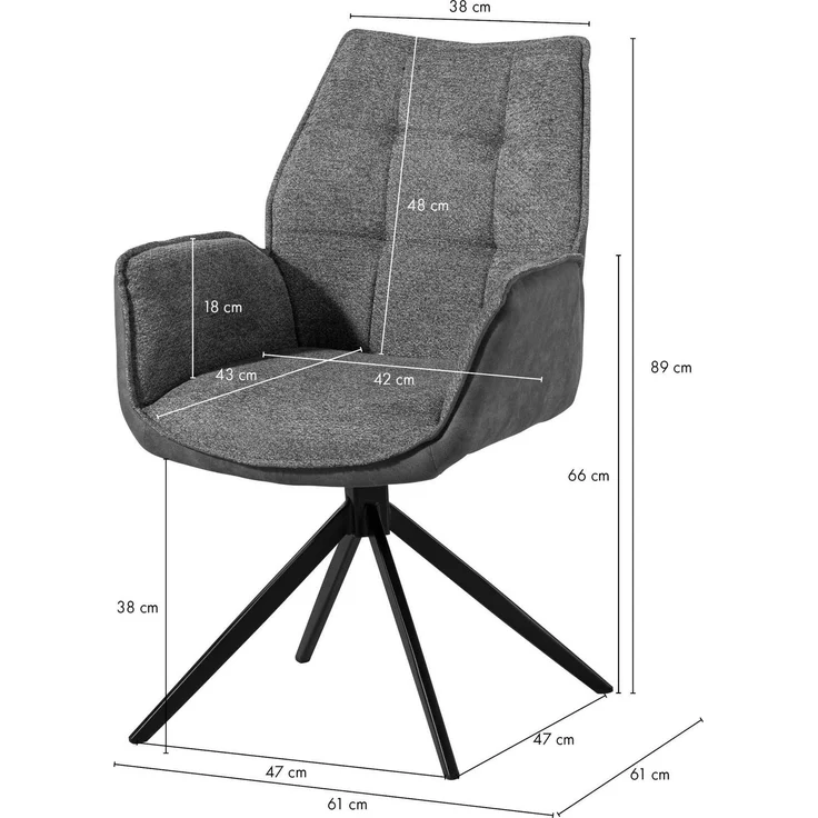 Drehstuhl 61x61x89 braun / braun HENRI #100 – Bild 8
