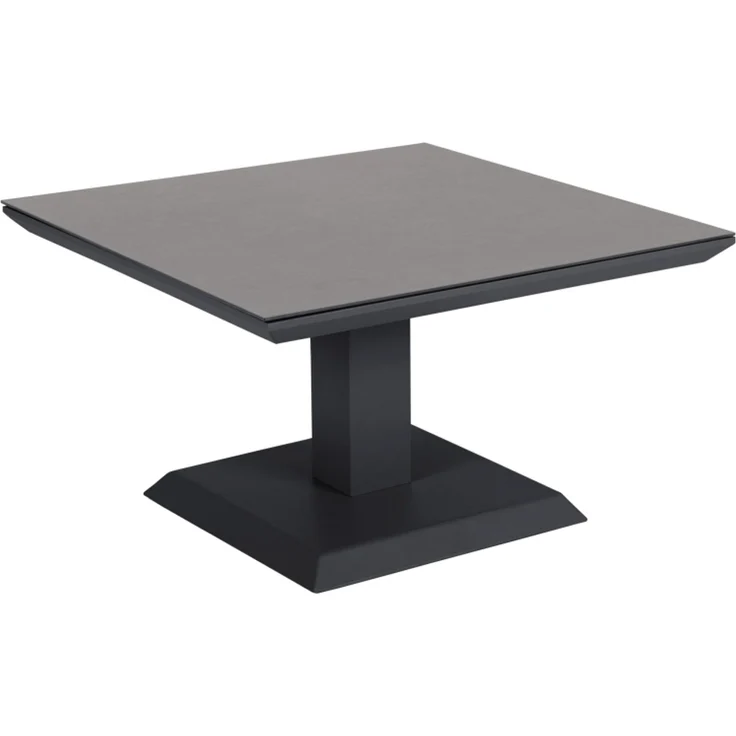 Gartencouchtisch Heis, aus Aluminium und Glas, modern höhenverstellbar, schwarz, 79x79 cm