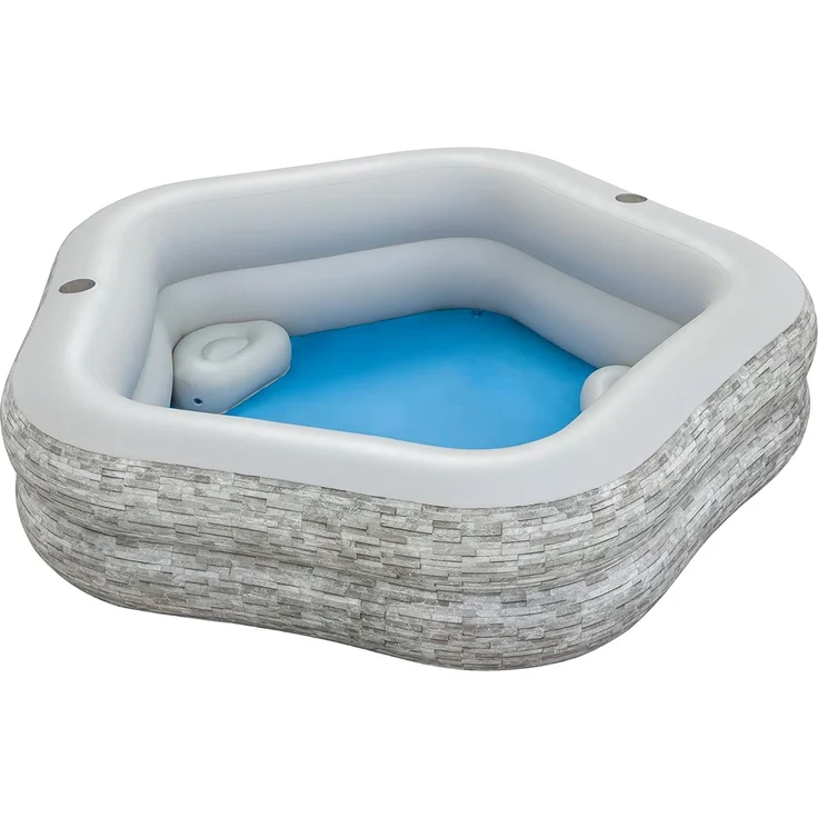 TruPrint™ Family Pool 213 x 206 x 53 cm, Steinwand-Optik (Cremegrau)