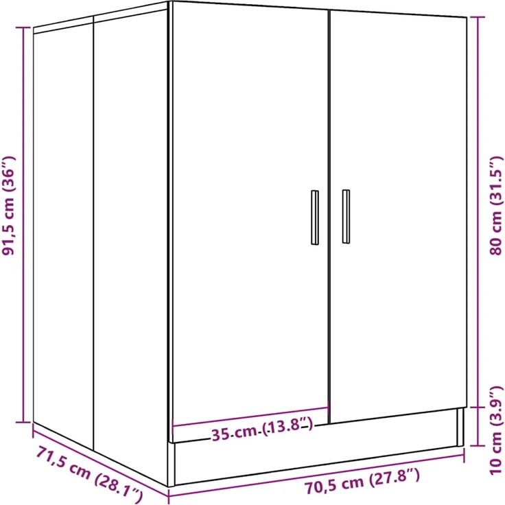 vidaXL Waschmaschinenschrank Altholz-Optik 70,5x71,5x91,5 cm 856640 – Bild 9
