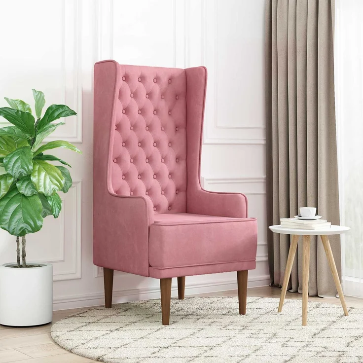 vidaXL Hochlehner Rosa Samt 42042495 – Bild 1