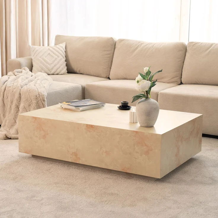 HOME DELUXE Couchtisch Marmor AMIRI XXL - 120 x 80 cm Sandstein – Bild 1