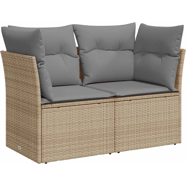 vidaXL Sofa Set, 6-teilig, Garten, Polyrattan und Stahl, Beige und Hellgrau – Bild 3