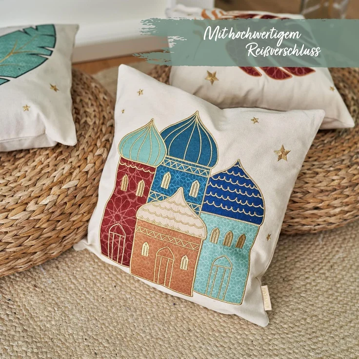 PAPIERDRACHEN Kissenbezug Kissenbezug Ramadan-Dekoration - hochwertig Bestickt - versch. Motive, tolle Bestickung – Bild 5
