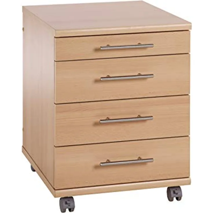 MID.YOU Rollcontainer, Buche, Metall, 4 Schubladen, 41.6x56.9x50 cm, FSC zertifiziert