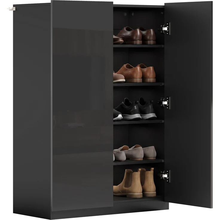 HOMCOM Schuhschrank, Spanplatte, MDF, Schwarz, 72L x 34B x 103H cm – Bild 1