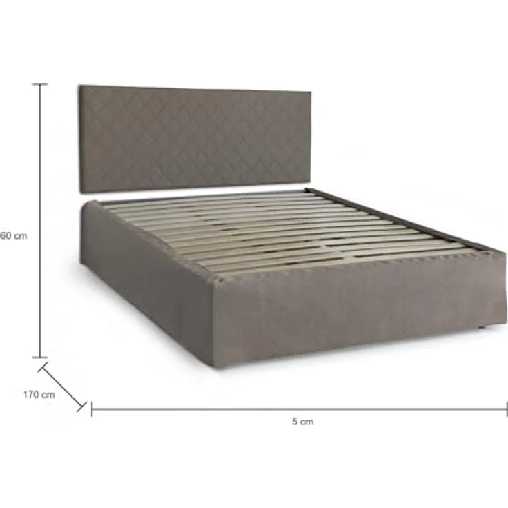 Talamo Italia - Clementina-Doppelbett, Kopfteilset aus Öko-Leder mit orthopädischer Basis und Volant, 100 % Made in Italy, geeignet für eine Matratze 160x190 cm, taubengrau – Bild 2
