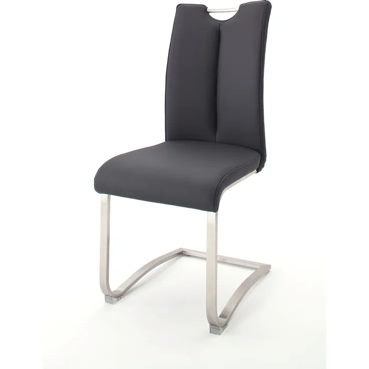 2er-Set Schwingstuhl 'Artos' Schwarz Leder