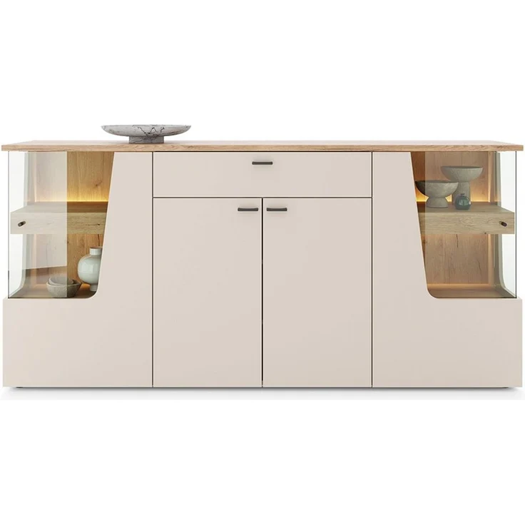 Lomadox Sideboard CARMONA-129, 190 cm breit in Kaschmir & Eiche, 4 Türen & 1 Schublade – Bild 5