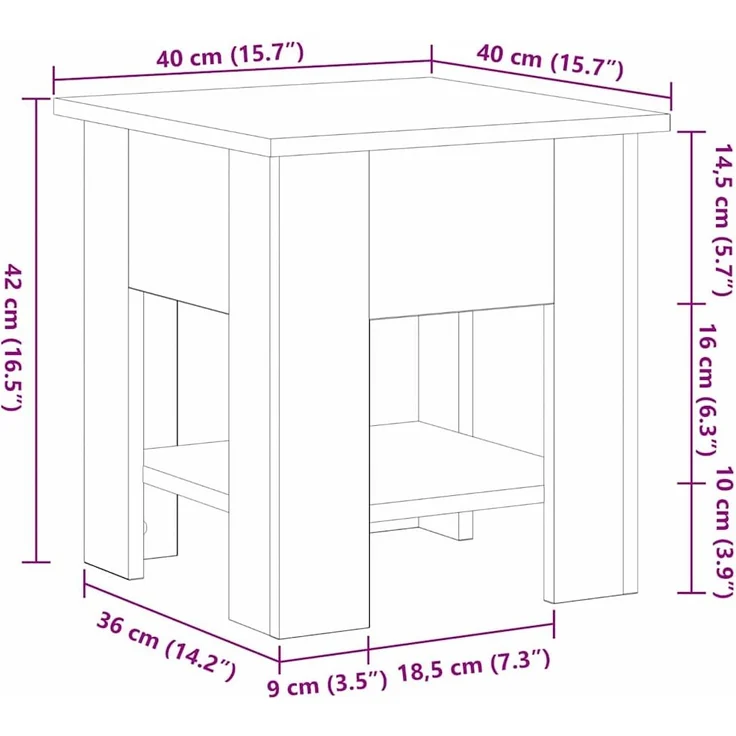 vidaXL Couchtisch Schwarz Eichen-Optik 40 x 40 x 42 cm Holzwerkstoff 862712 – Bild 9
