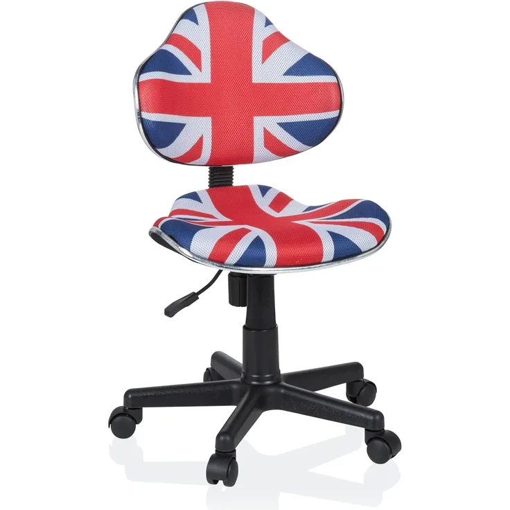 hjh OFFICE 670932 Kinder Schreibtischstuhl KIDDY GTI-2 Stoff Blau/Rot ergonomischer Jugenddrehstuhl höhenverstellbar