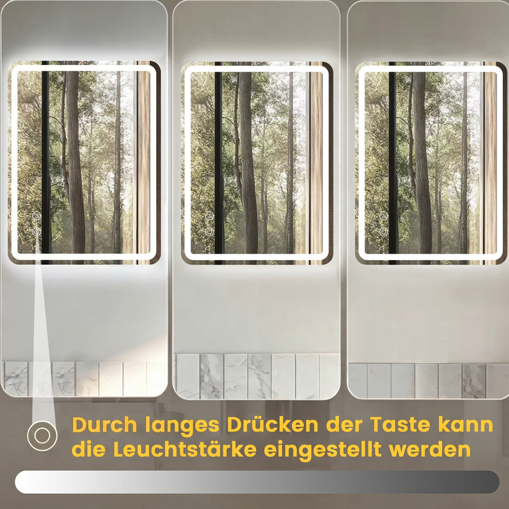Badezimmerspiegel mit LED-Beleuchtung, Touchsteuerung & Anti-Beschlag, 60x80 cm, Silber – Bild 6