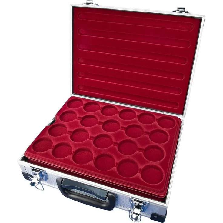 MC. Sammler Aufbewahrungsbox MC. Sammler Alu Münzkoffer inkl 5 Münztableaus verschiedene Varianten, 188 Fächer - rund