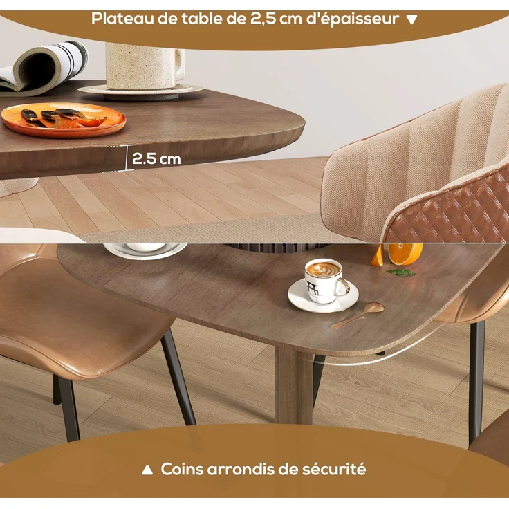JARDJ Esstisch für 4 Personen, quadratischer Küchentisch, modernes Design mit Tischplatte in Holzoptik, 70 x 70 cm, braun – Bild 7