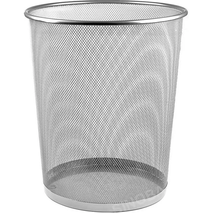 Sinoba Papierkorb Mülleimer Papierkorb Mesh aus Metall Höhe 34 cm 18 L rund, Drahtmetall, Silber – Bild 1
