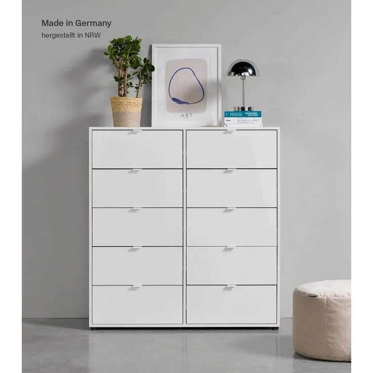 mokebo Sideboard Die Stilvolle, Nachttisch, Highboard, Anrichte, Sideboard fürs Schlafzimmer in Weiß