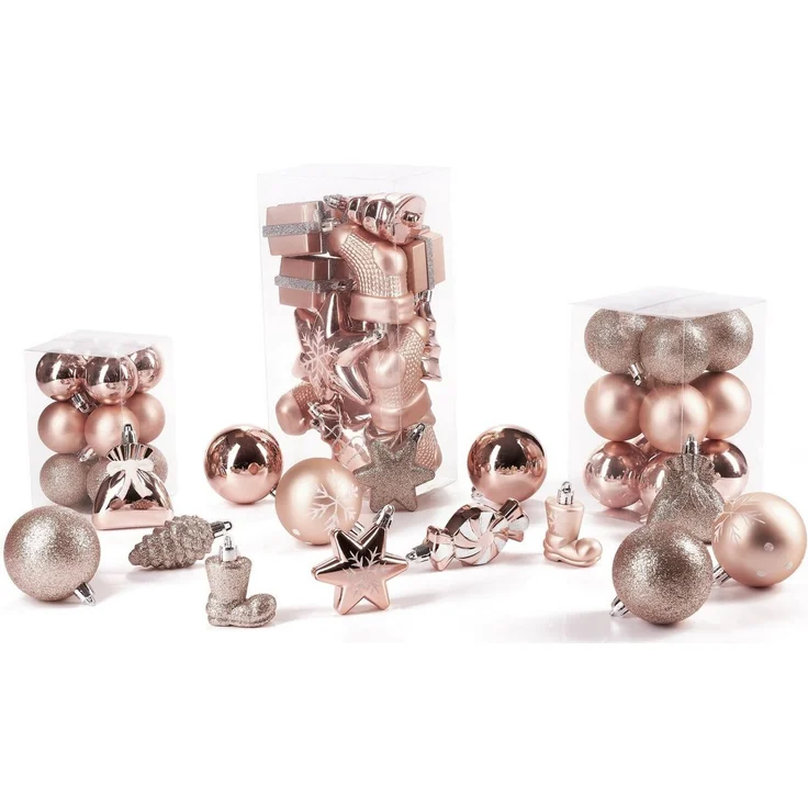 BRUBAKER Weihnachtsbaumkugel 77-teiliges Weihnachtskugel-Set, Christbaumschmuck aus Kunststoff, Weihnachtsdekoration Baumkugeln – Bild 2