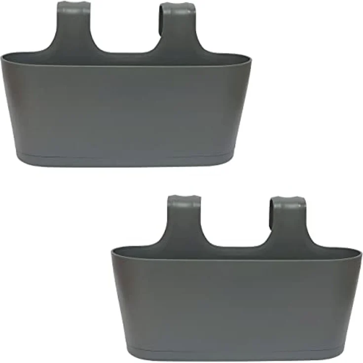 Engelland Blumenkasten Blumentopf zum Hängen (Vorteils-Set, 2 St, Fassungsvermögen je Topf 5,5 Liter), UV-Beständig, Frostbeständig, Wasserauffangschalen – Bild 1