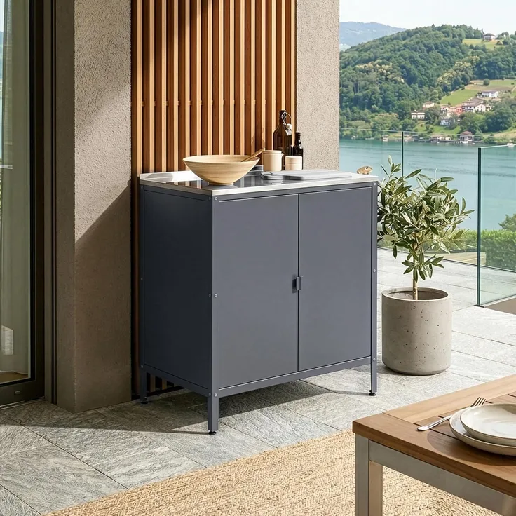 Outdoor Schrank Bolognano 92x80x50 cm Dunkelgrau, matt [casa. pro]