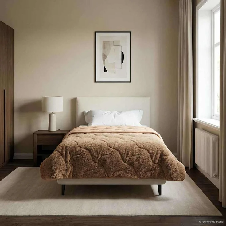 vidaXL Winterbettdecke Taupe 135 x 200 cm Mikrofaser und Teddy-Fleece 42026349 – Bild 1