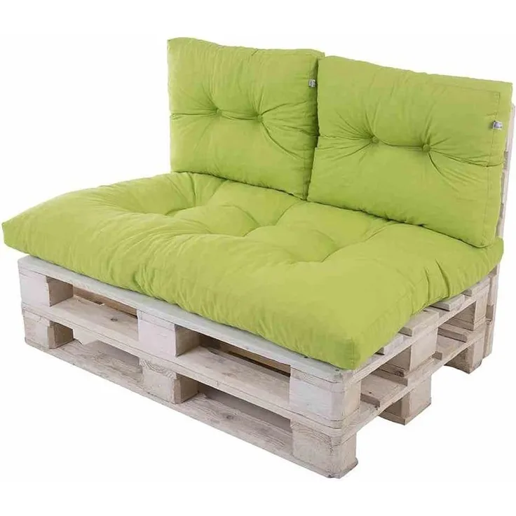 3tlg. Palettenauflage Set 120x80 grün Paletten Kissen Sitzkissen Outdoor Möbel