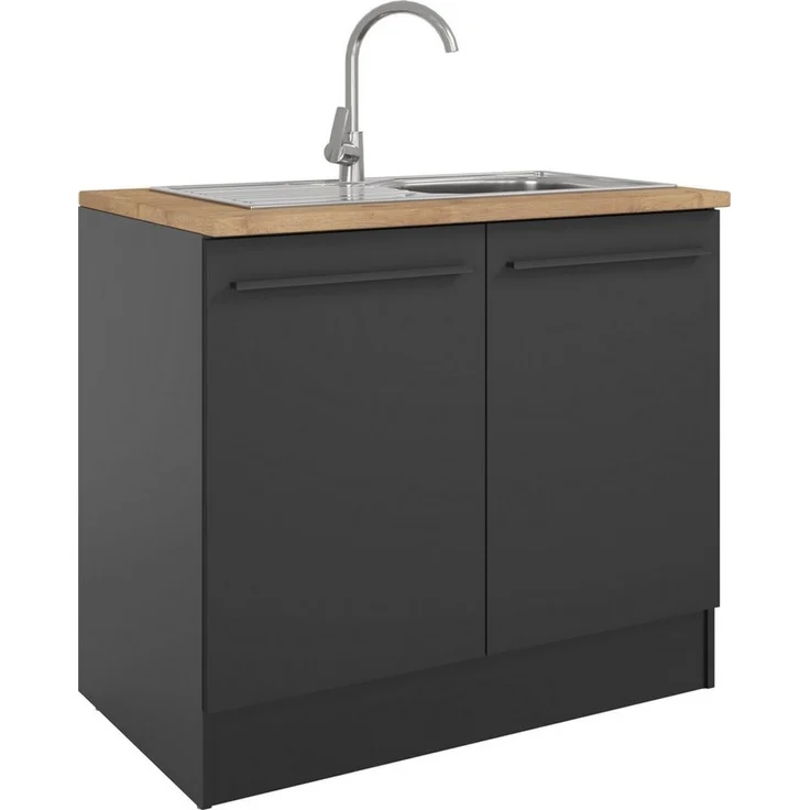 BASIC by Balculina Spülenschrank Jazz B/T/H 100x60x90 cm (1-St) Breite 100cm, Melaminbeschichtung – Bild 3