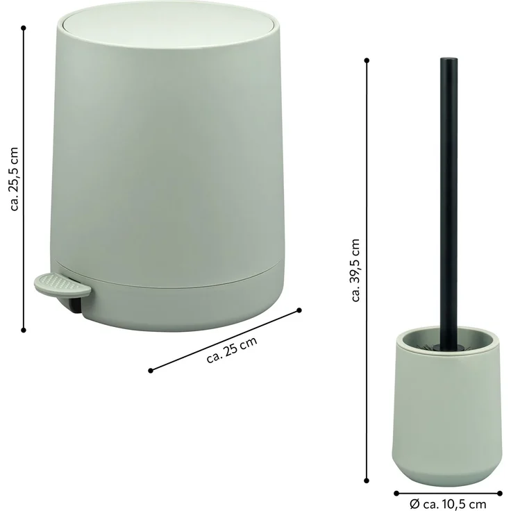 Bad-Accessoires Set TESERO 2tlg. bestehend aus 1x WC-Garnitur, 1x Kosmetikeimer aus Kunststoff in Salbei – Bild 7