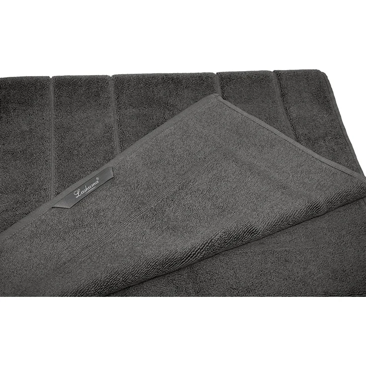 Lashuma Badematte London, Höhe 5 mm, schnell trocknend, Frottee, rechteckig, Baumwoll Duschvorleger 50x80 cm dunkelgrau – Bild 3